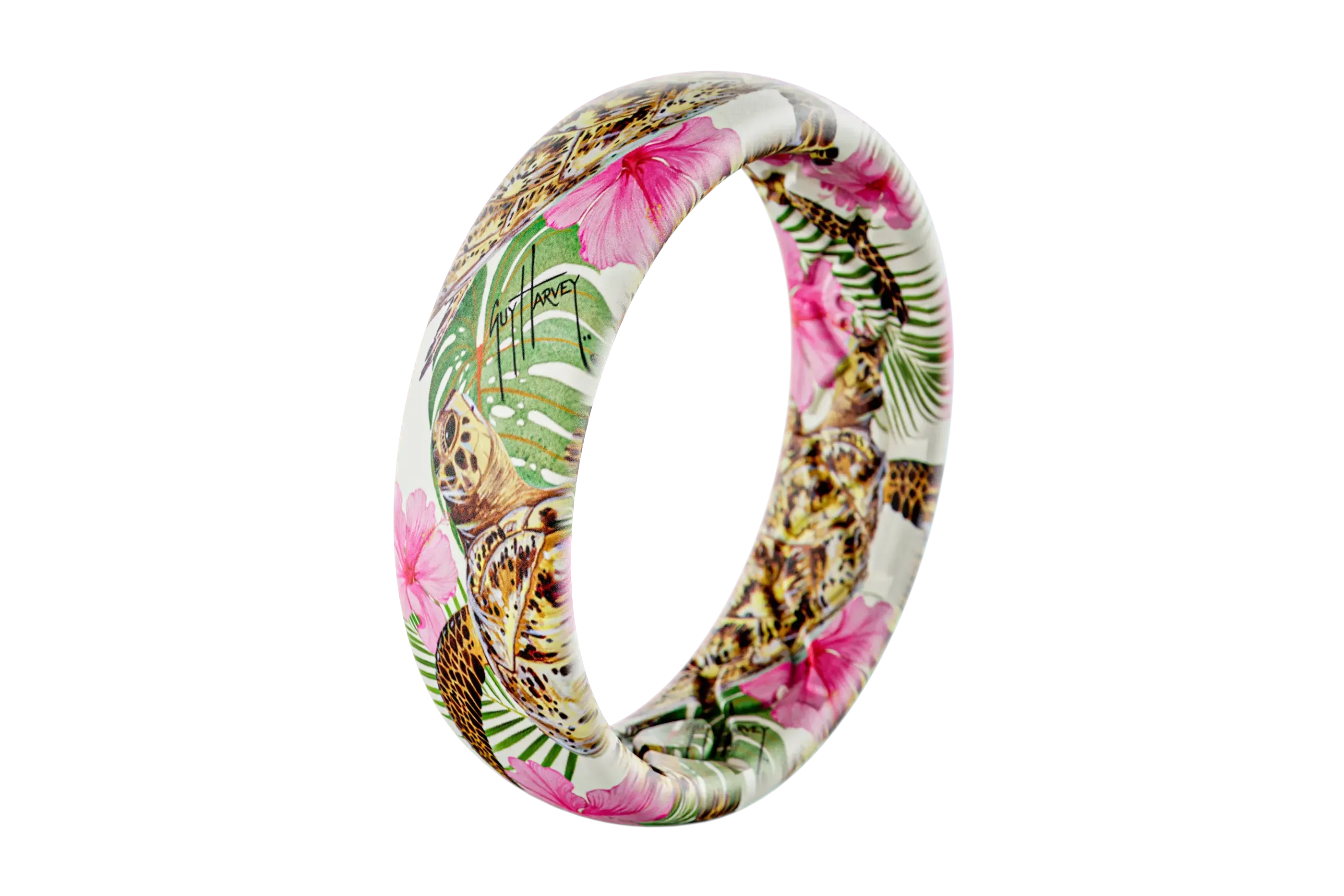Guy Harvey Pink Hibiscus Turtle Thin Ring - Image 2